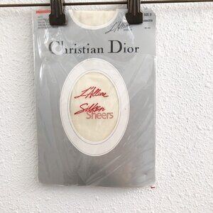NWT DIOR Vintage L' Allure Control Top Sheer Leg Sandal Foot Tights Alabaster Si